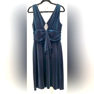 Vintage Sheri Martin Teal Velvet Sleeveless Dress